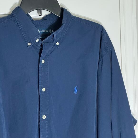Vintage Ralph Lauren 1990s Blake Button Down Navy blue w Navy Pony XL - Picture 1 of 10